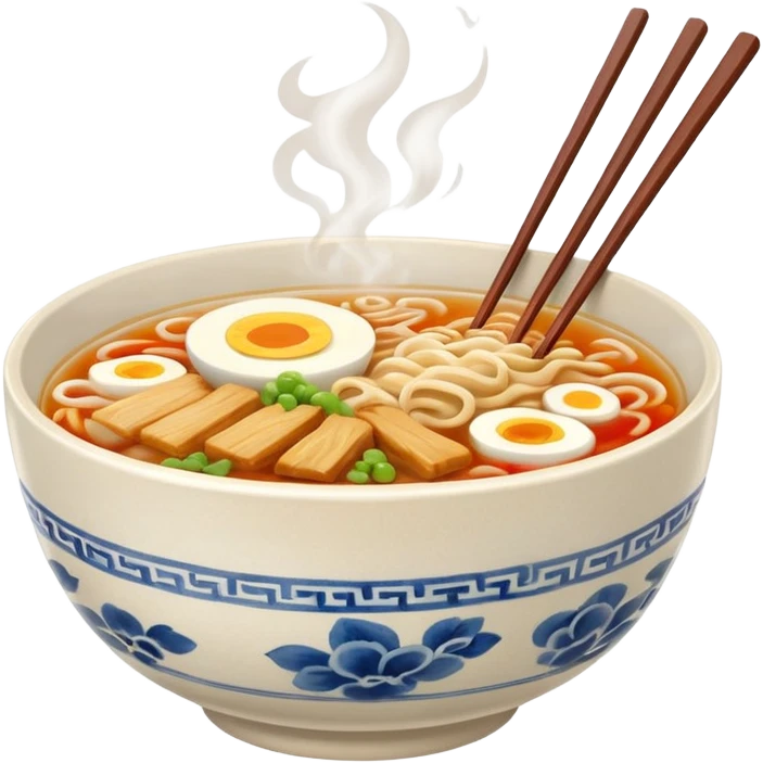 ramen bowl with two chopsticks emoji