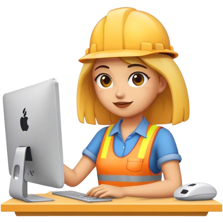 Chica arquitecta trabajando en la pc  emoji