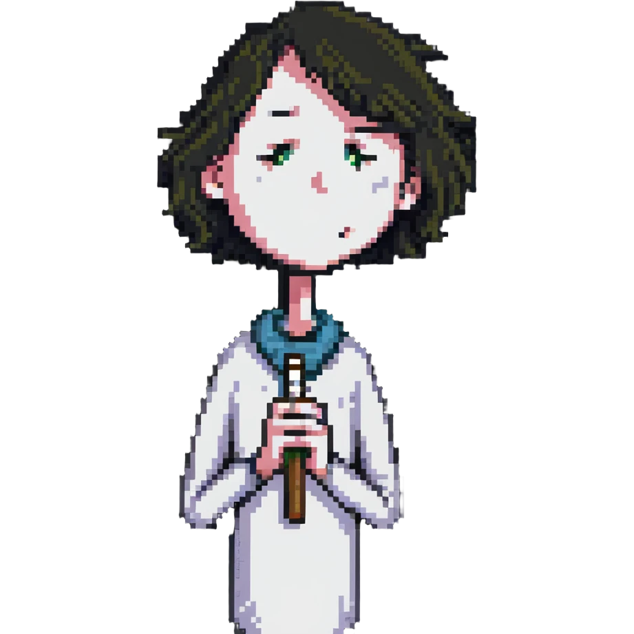 student with droopy eyes, slouched posture, holding a joint emoji