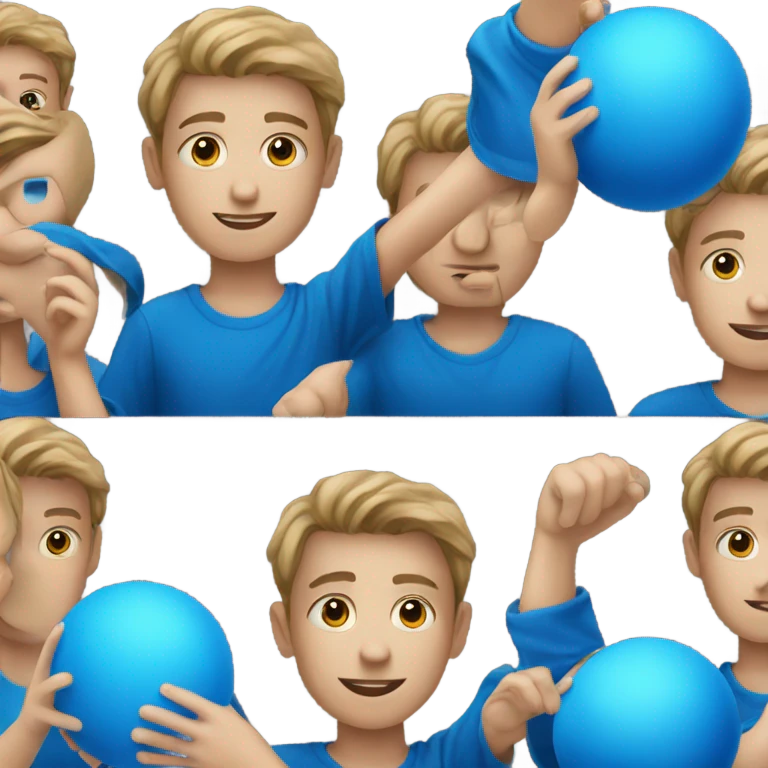 boy holding a blue ball emoji