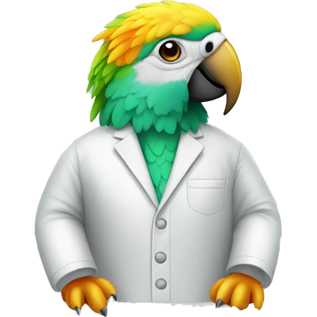 Parrot wearing a Clean room suit emoji