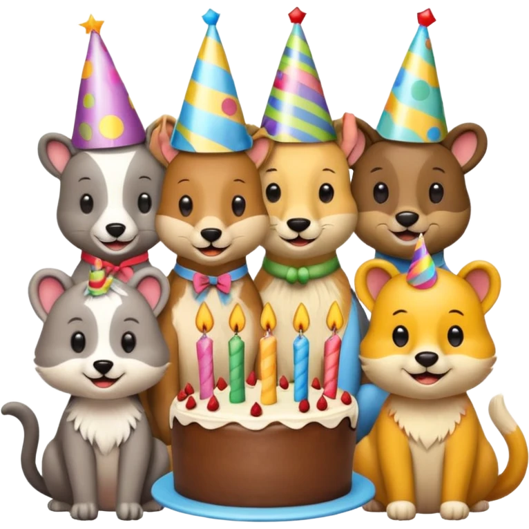 des animaux fêtent un anniversaire emoji