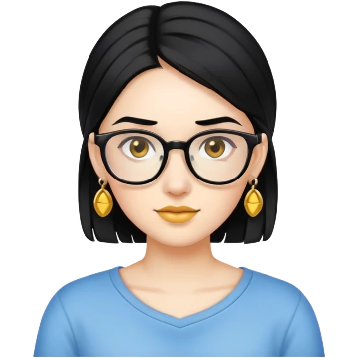 gamer girl with black hair and glasses wearing golden earrings emoji