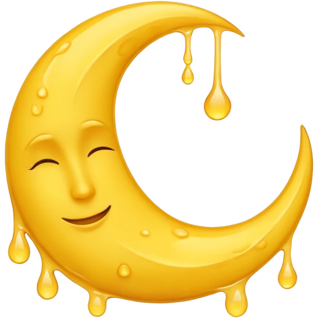 Melting waning crescent moon without any face and should in yellow colour emoji