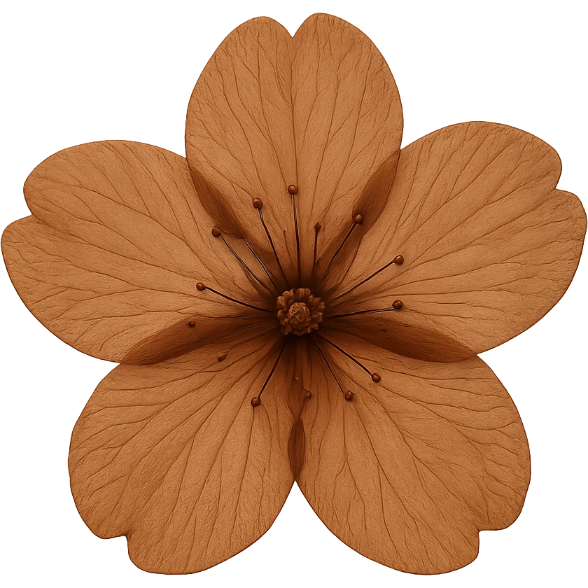 show  one brown cherry blossom without a stem , remove background emoji