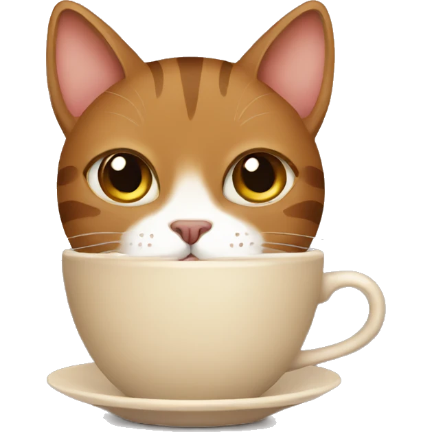 Brown cat and coffee emoji