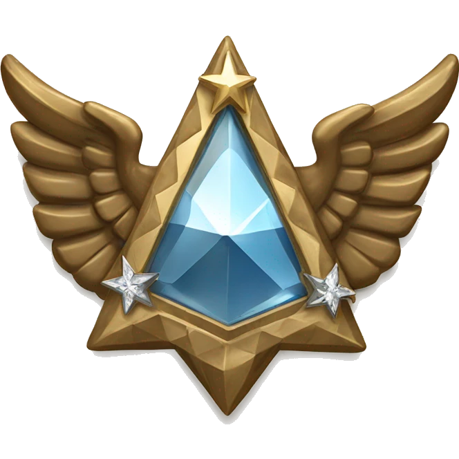 Diamond shaped Bronze military badge with 3 stars in the center and wings behind emoji