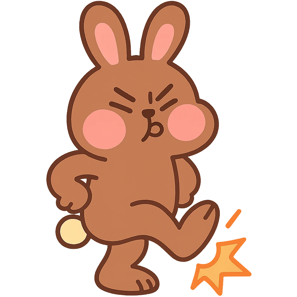 mocha bunny puffing cheeks, stamping foot, pastel-toon style emoji