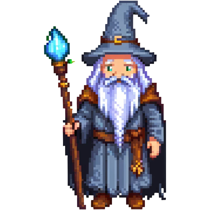 wizard with staff and long beard emoji