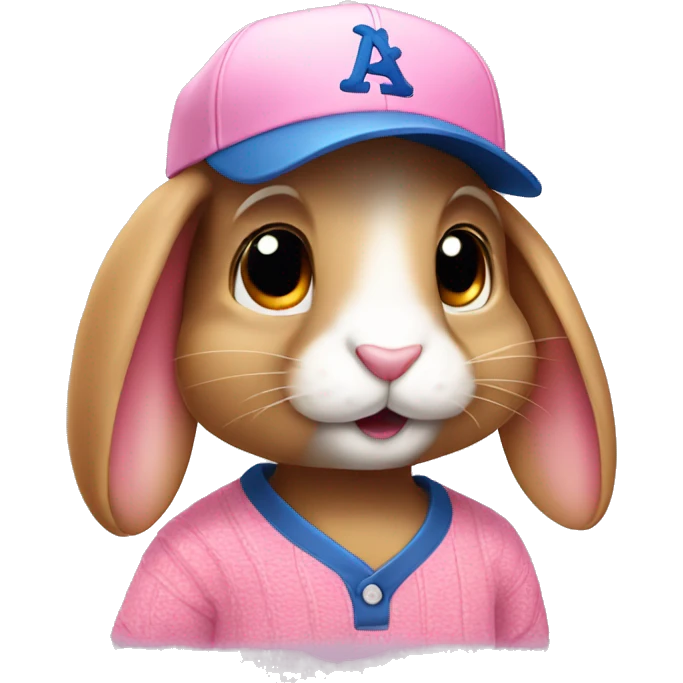 Cute rabbit wearing baseball cap and pink sweater emoji