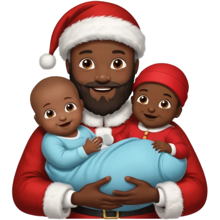 black Santa holding baby  emoji