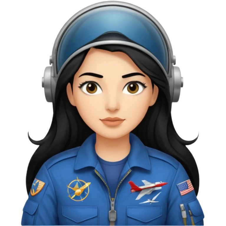 Femme cheveux long noir travaille dans le domaine de l'aéronautique gros sourcils haut du corps emoji