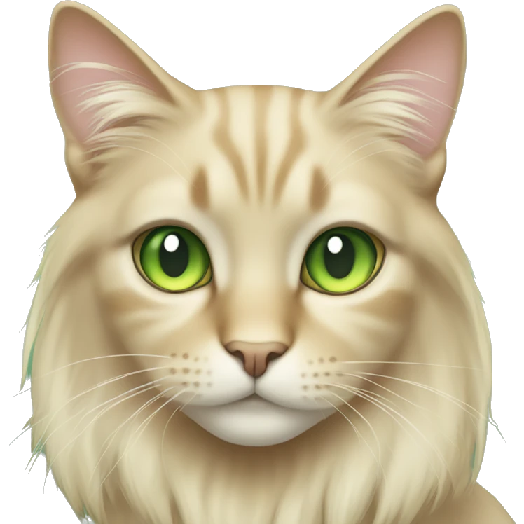 Long hair beige cat with green eyes emoji