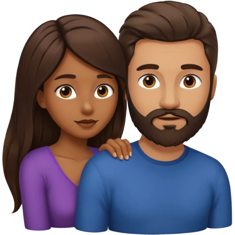 sex sticker, brown girl with long dark hair getting fucked by white guy with brown hair and beard having sex, nude tits, girl bent over, having sex emoji