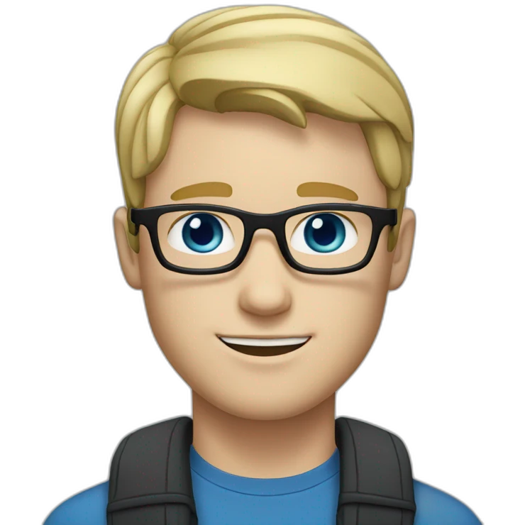 A blonde guy with black glasses, very white skin tone with blue eyes and freckles emoji