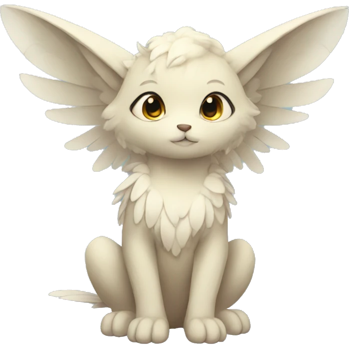 Anthro shy cute kawaii winged animal hybrid full body emoji