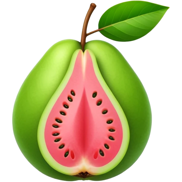 Fresh guava fruit with green exterior and pink interior emoji