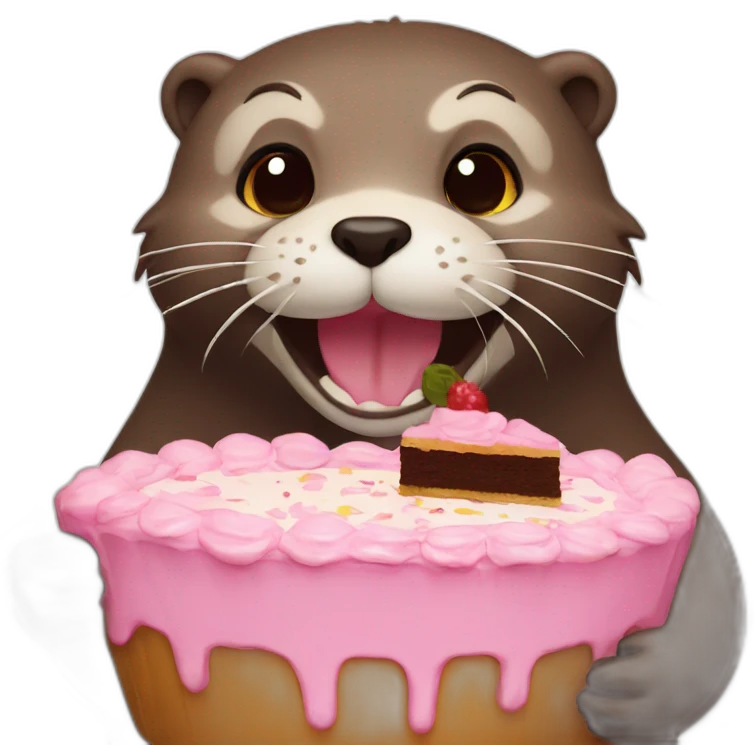 Otter eating cake emoji