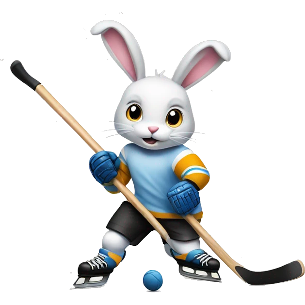 Bunny playing hockey emoji