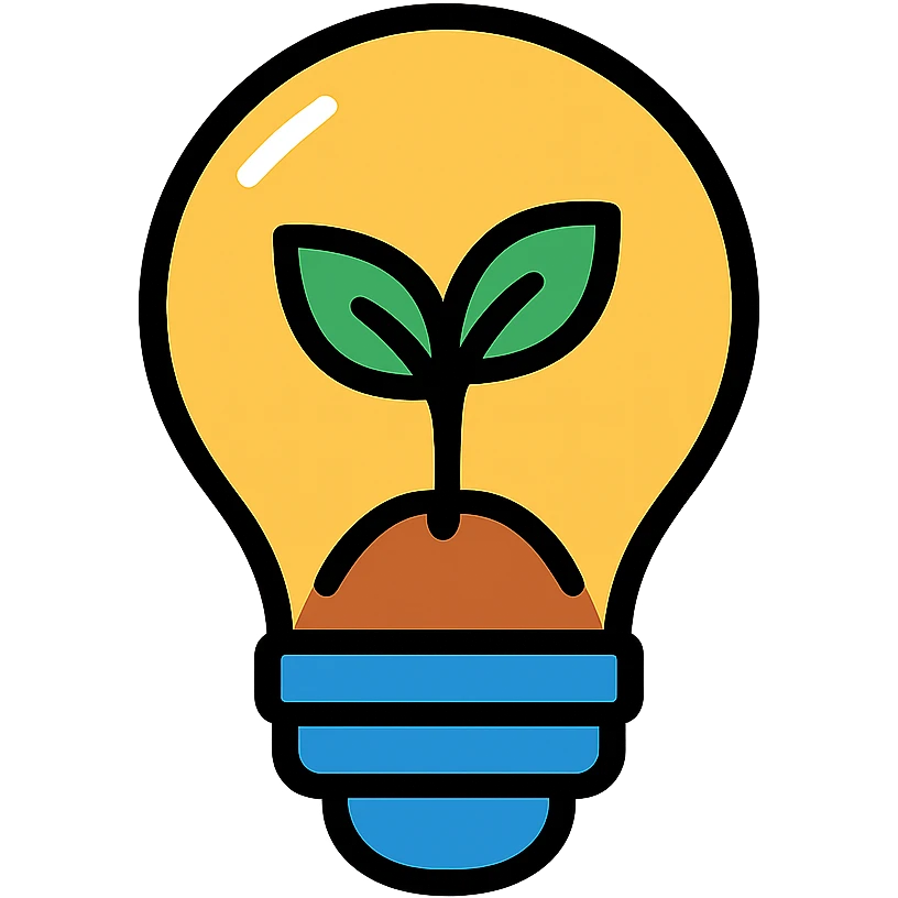 Lightbulb with a small plant growing inside, representing eco-friendly ideas and environmental commitment emoji