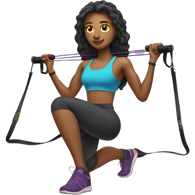 woman working out with TRX resistance bands emoji