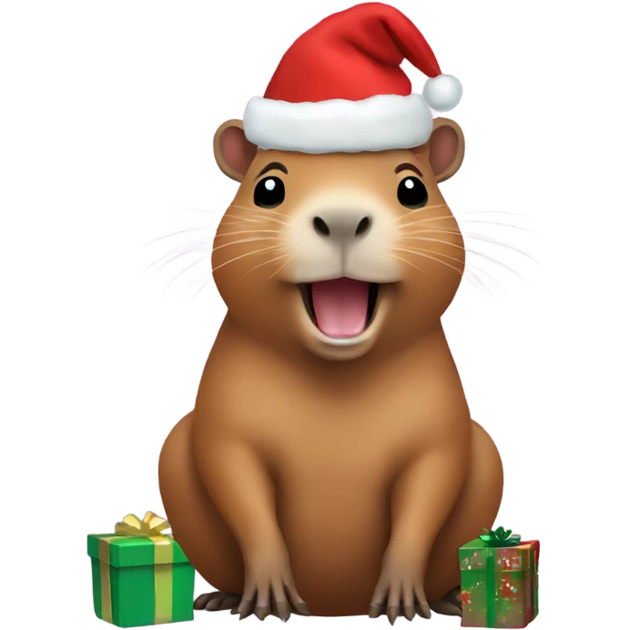 Capybara celebrating christmas emoji
