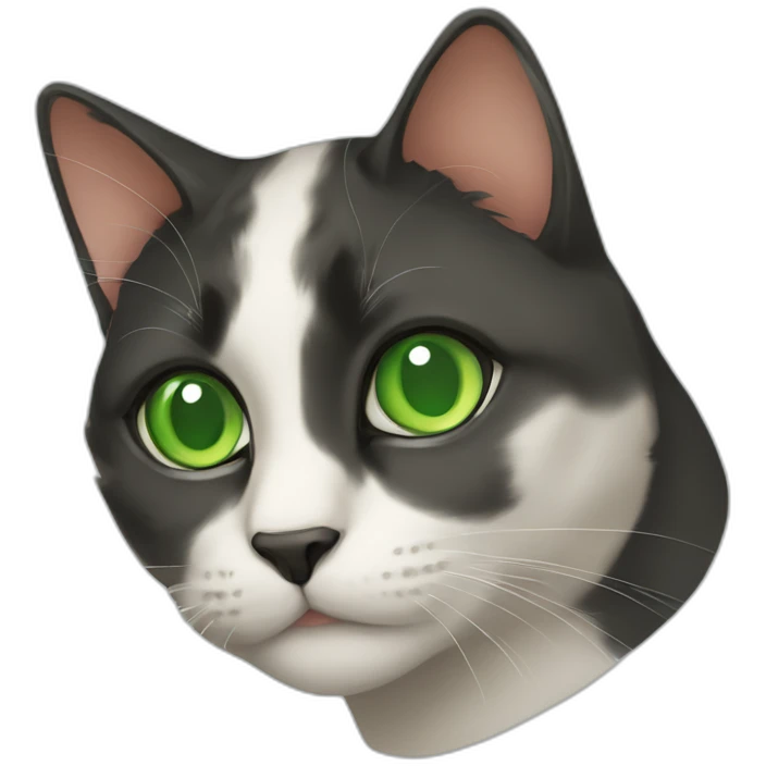 a tricolor cat with green eyes emoji