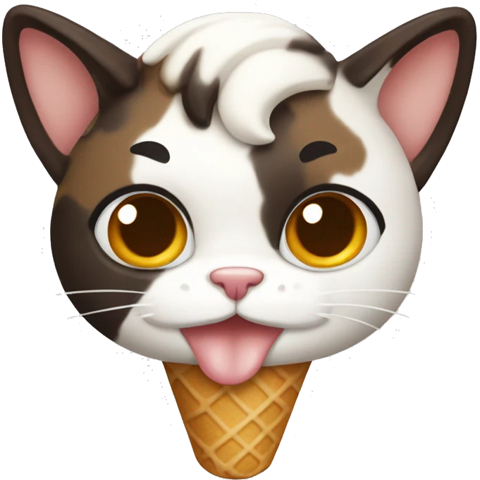 Icecream with calico cat emoji