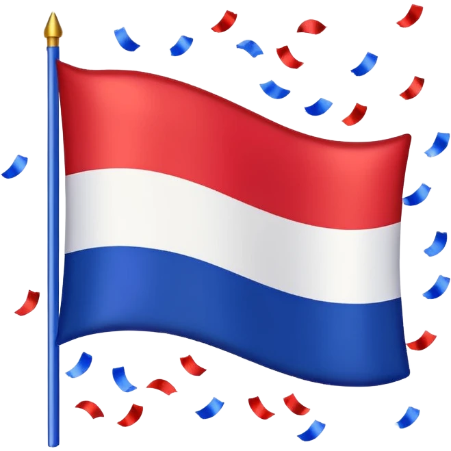 France flag with festive confetti, apple style emoji emoji