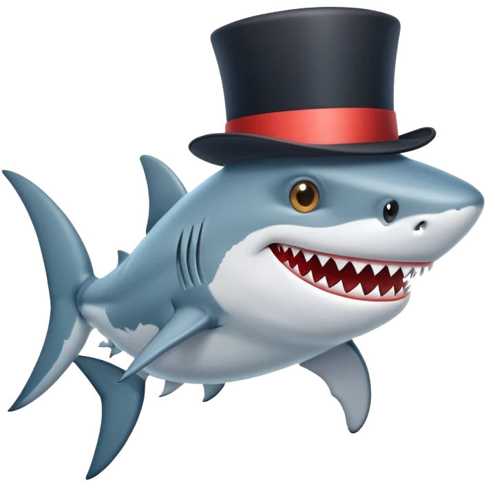 Shark with a top hat emoji