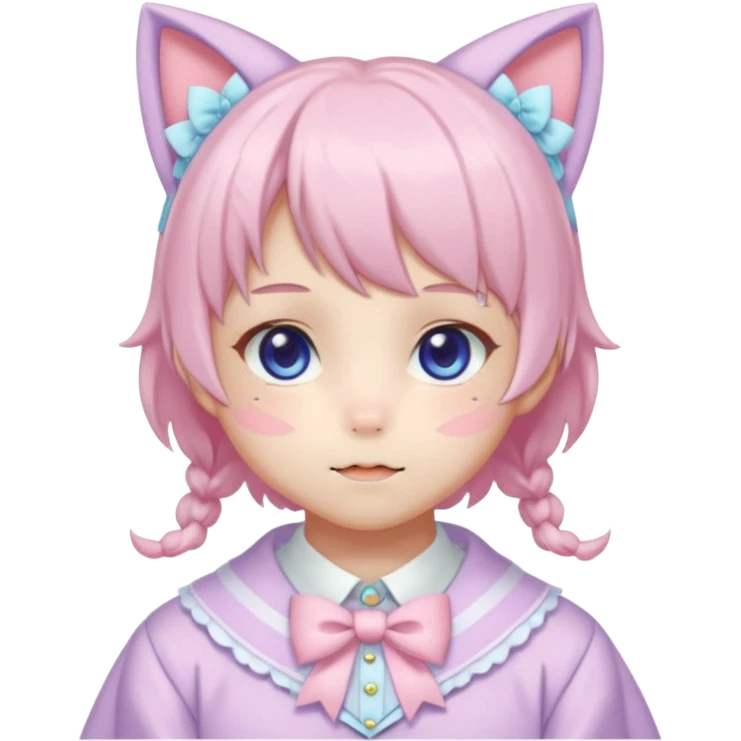 Shiny Blushing Cute Kawaii Beautiful Pastel Lolita Anime Catman Trending Style Cottagecore Pastelcore  emoji