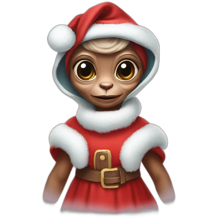 Cute E.T  dress like santa claus  emoji