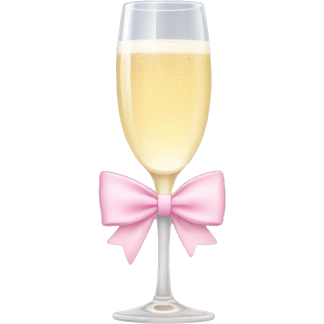 Champagne glass with baby pink bow on stem emoji