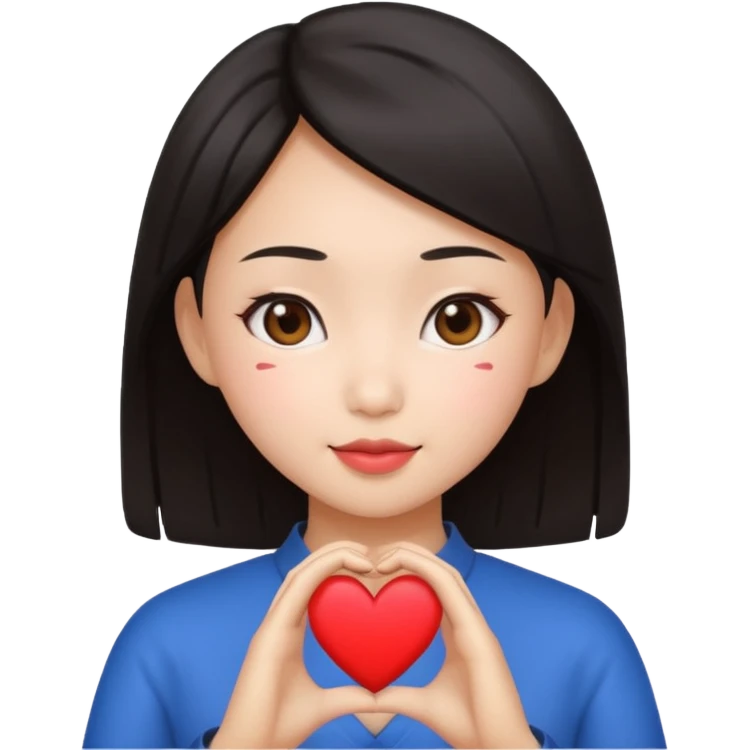 Asian girl with heart sign emoji