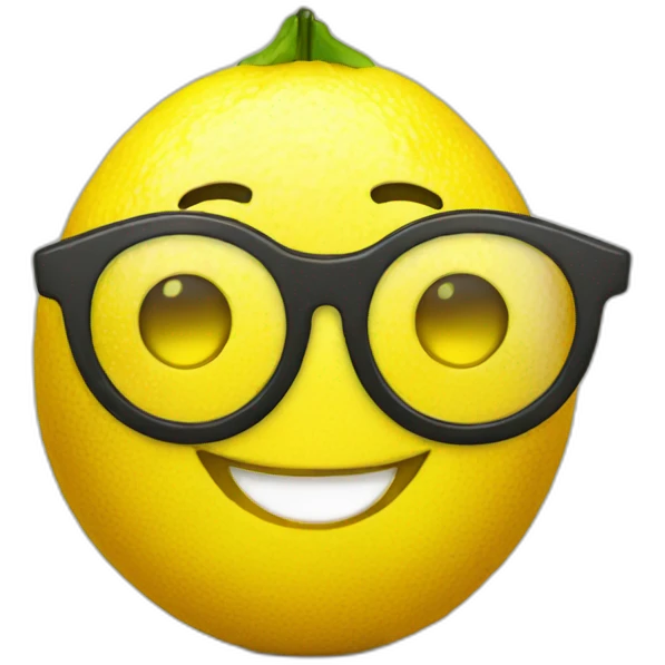 Happy Lemon with nerd glasses emoji