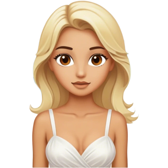 Luxury blonde model, brown eyes, honeymoon island emoji