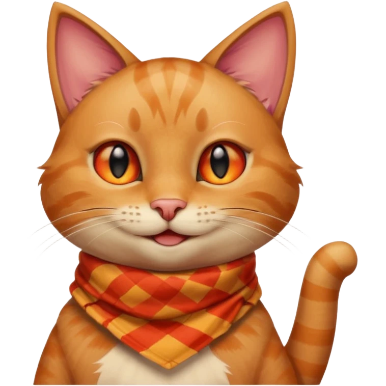 Cat smiling and giving thumbs up, wearing red Checkered Triangle scarf emoji