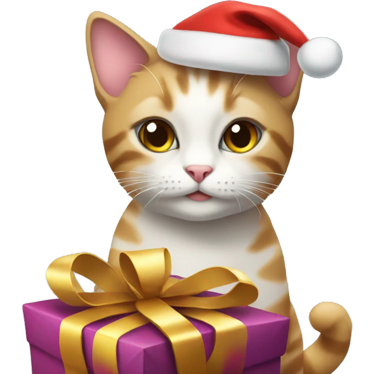 Cat with a Christmas present  emoji
