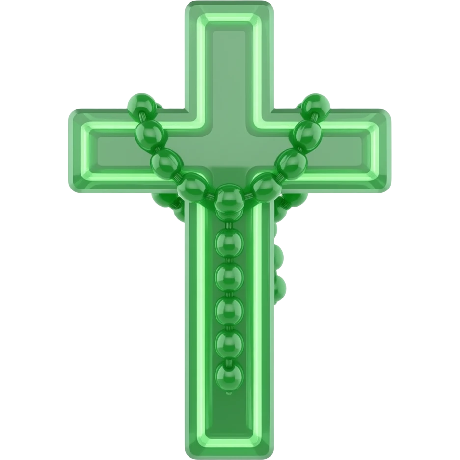 cruz sagrada verde água vidro neon com rosário verde água vidro neon emoji