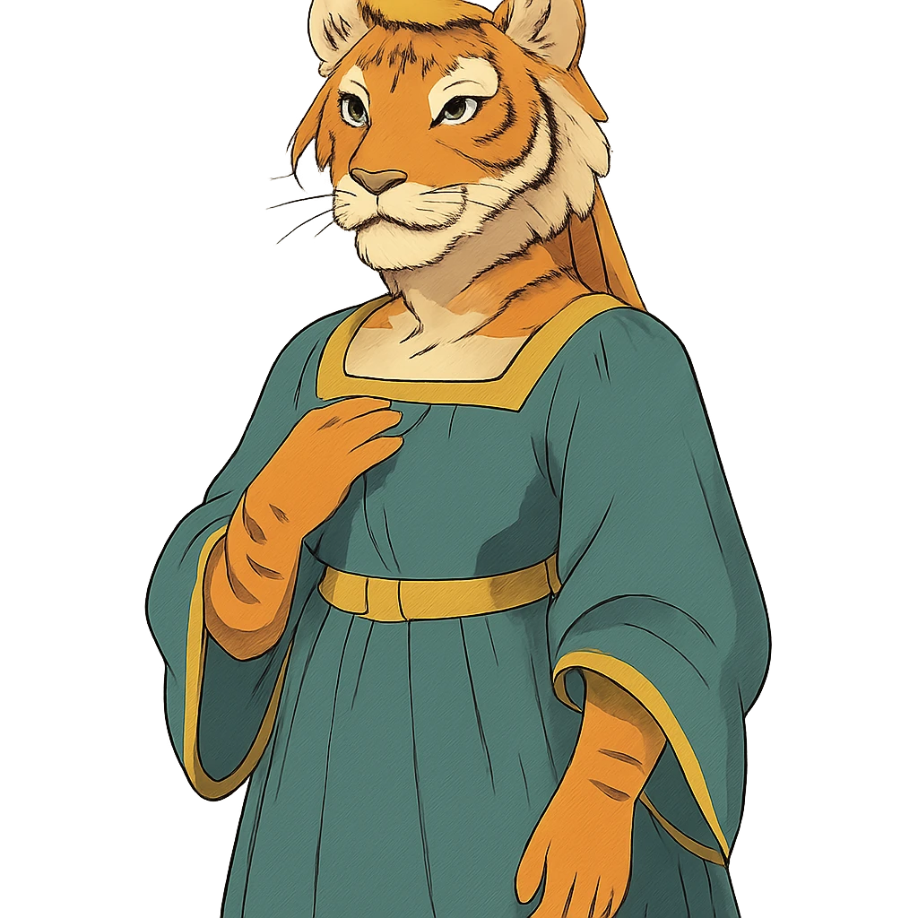 tiger human princess, ghibli style emoji