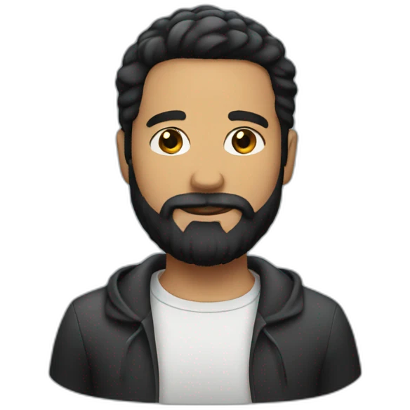 Black hair-Beard-round emoji