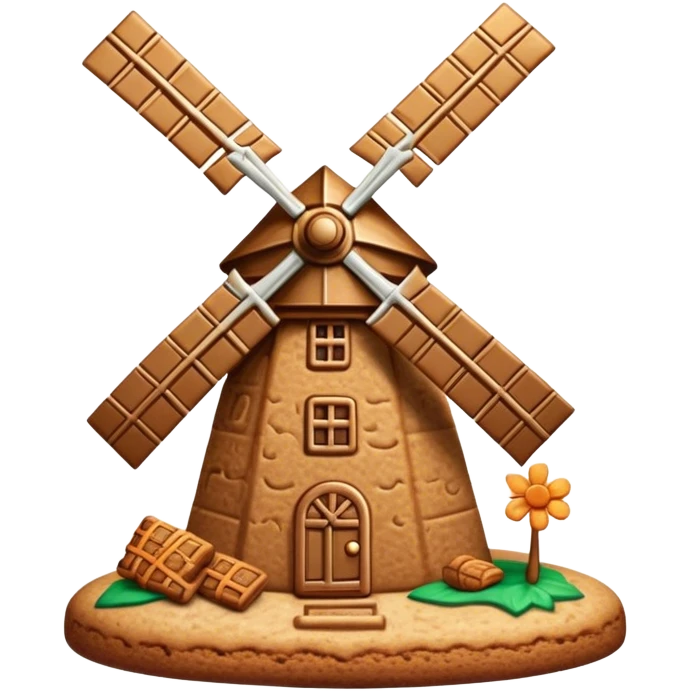 Speculaas Cinematic Realistic Speculaas Biscuit Emoji, depicted as a spiced speculaas cookie crafted in a charming windmill shape, rendered with intricate textures and warm, inviting lighting. emoji