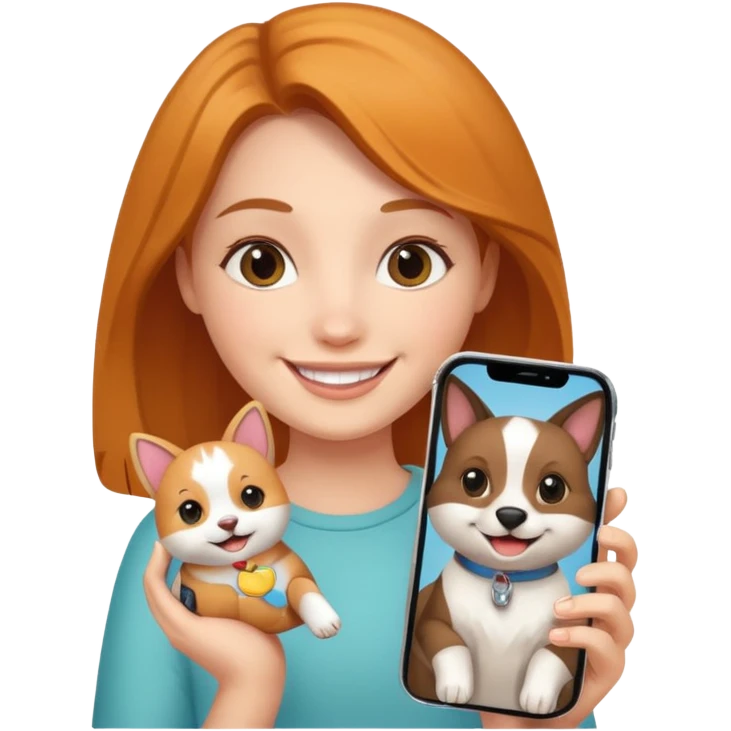 girl holding an iphone case with pets emoji