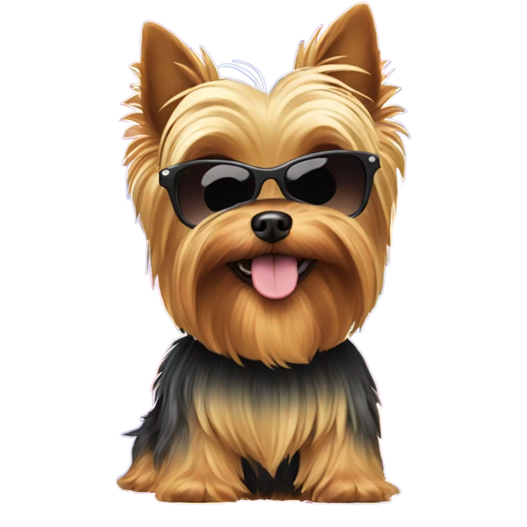 Yorkie Dog with sunglasses flying emoji