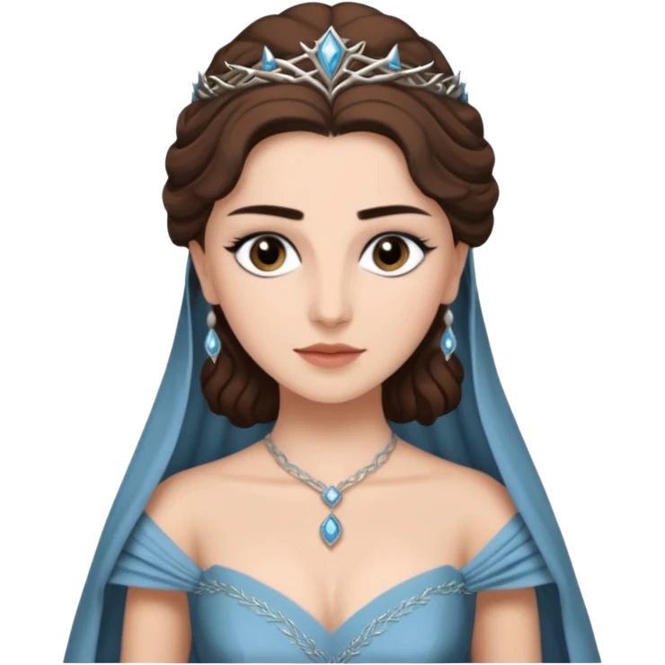 Hande Erçel as a lady from game of thrones from Starfall. Her eyes are gray. emoji