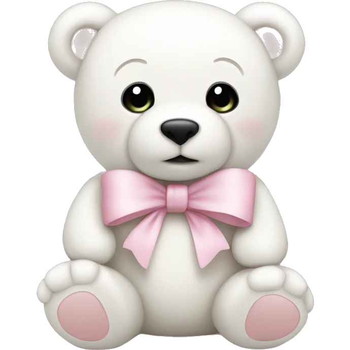 White teddy bear with light pink bow emoji