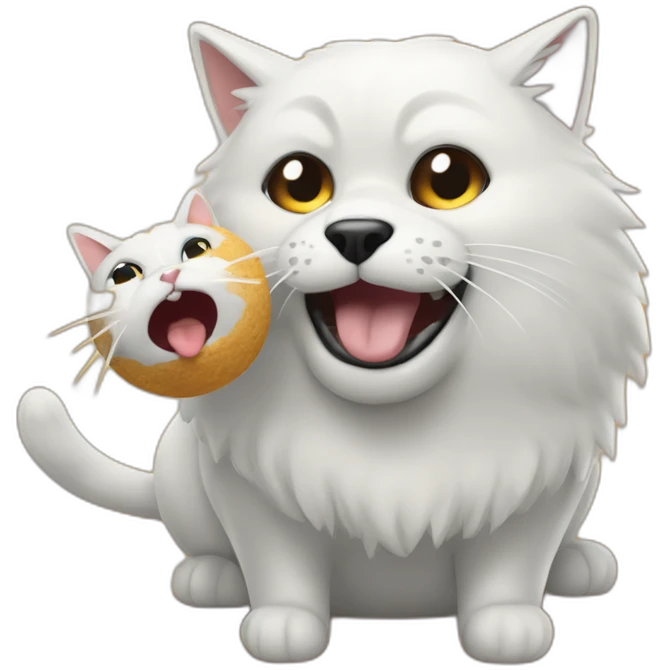 Una bomba con un gato peleando con un perro encima de la bomba emoji