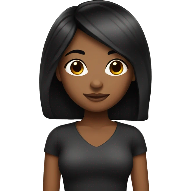 Pretty Brown skin girl with straight black hair emoji
