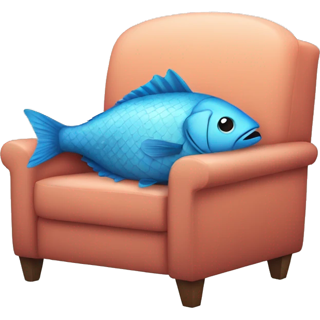 A fish in a armchair sleeping emoji