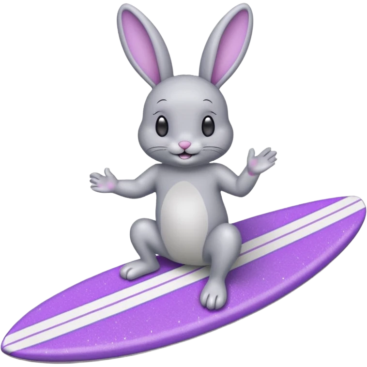Glitter happy gray bunny purple cian surf emoji
